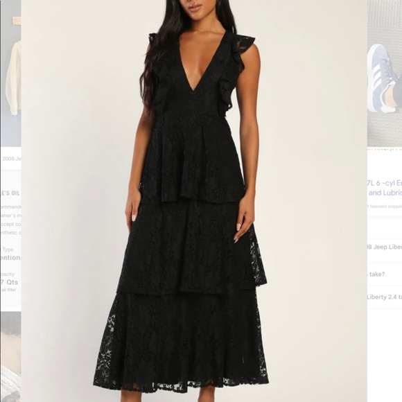Molinetto Black Lace Ruffled Tiered Sleeveless Maxi Dress - Picture 1 of 4